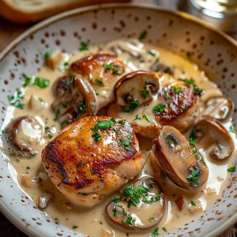 Poulet champignons avec crème