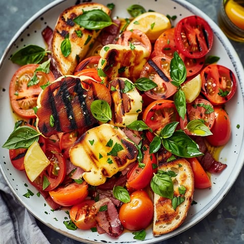 Tomates et halloumi avec bacon