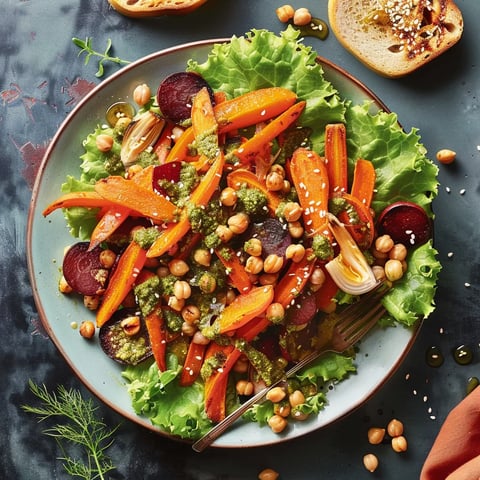 Carottes et pois chiches frais