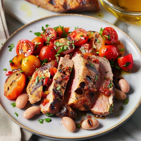 Porc grillé et haricots