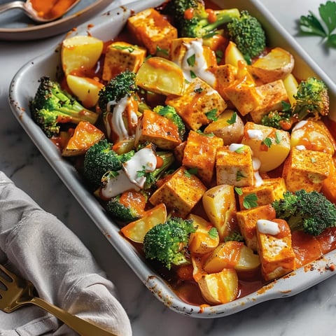 Tofu et poivrons gratinés au four