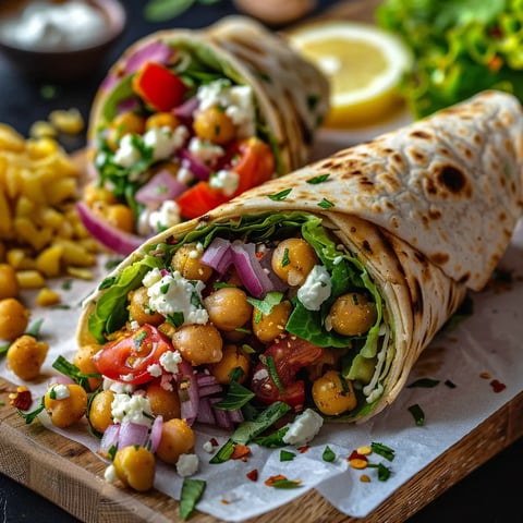 Wraps gourmands aux pois chiches croquants
