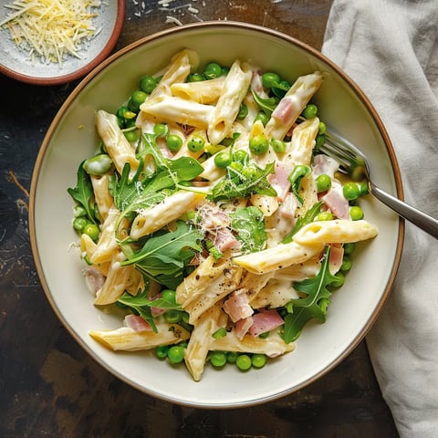 Pâtes jambon citron et roquette