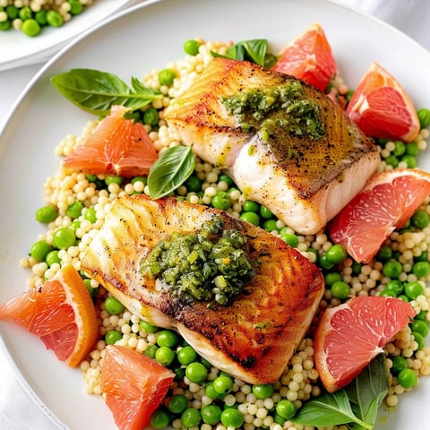 Filet de morue avec couscous et pesto