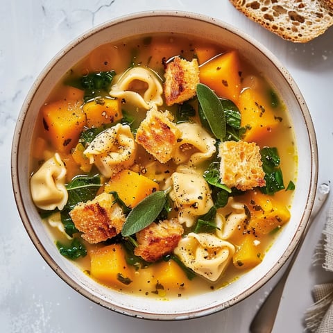 Soupe courge tortellinis parfumée