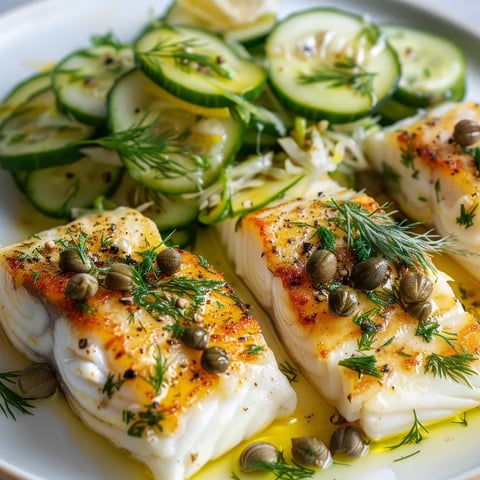 Poisson parfumé citron et salade croquante