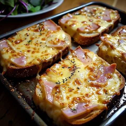 Tartines gratinées jambon fromage