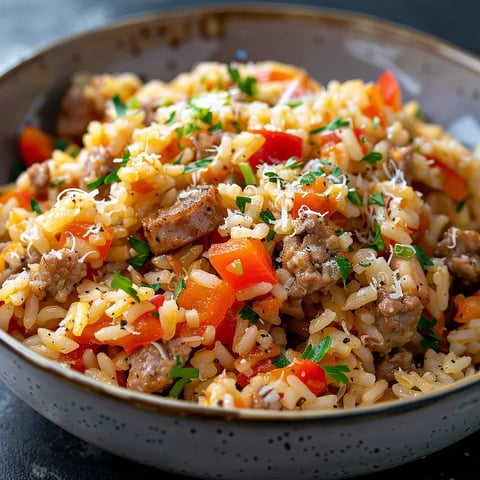 Plat de riz avec saucisse et fenouil