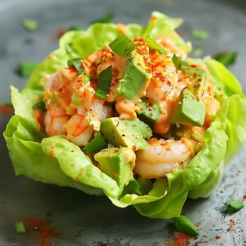 Laitue crevettes avocat bouchées