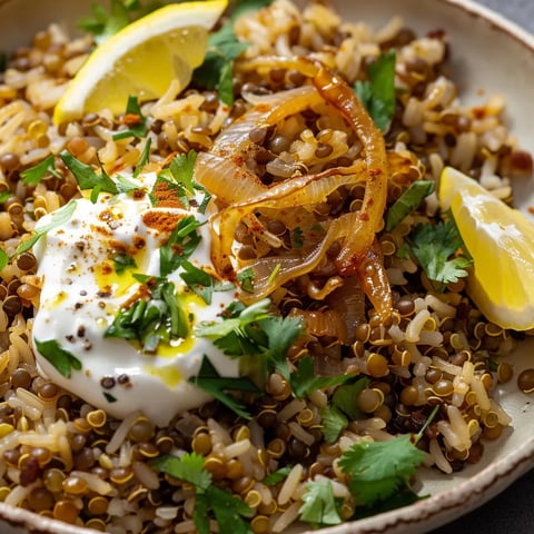 Lentilles riz et oignons