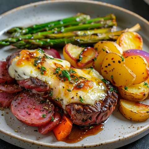 Bavette gratinée avec légumes