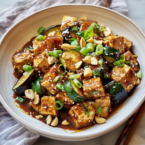 Aubergines tofu sauce arachide