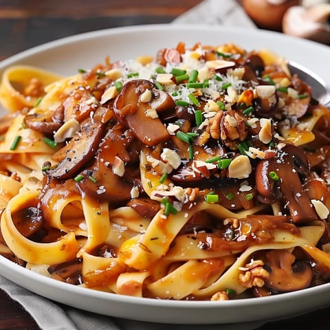 Pâtes champignons noisettes