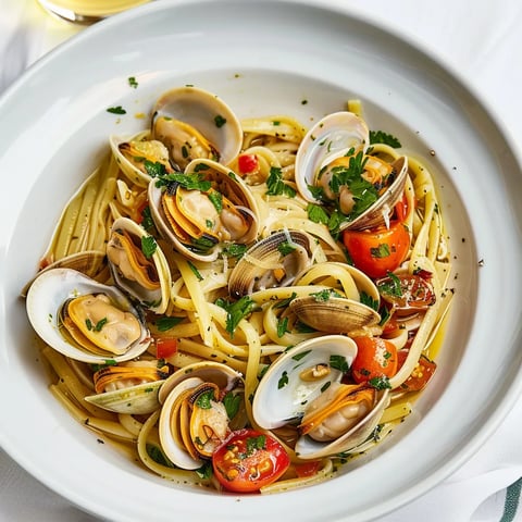 Plat savoureux de linguine aux palourdes
