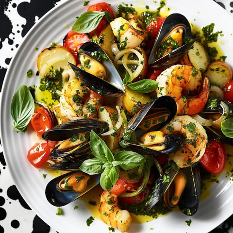 Fruits mer grillés salsa verte