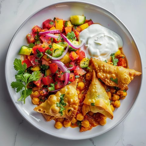 Pois chiches et samosas savoureux