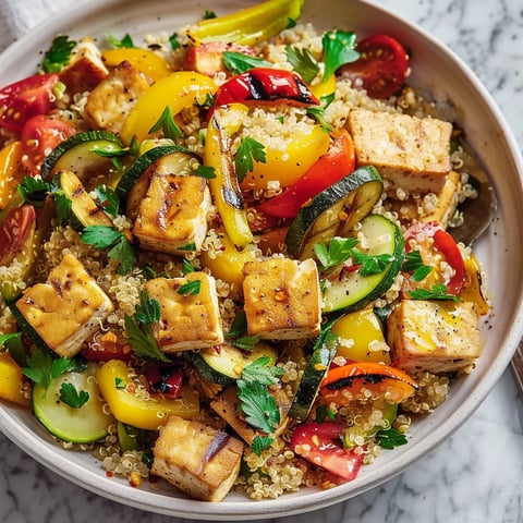 Légumes grillés quinoa tofu