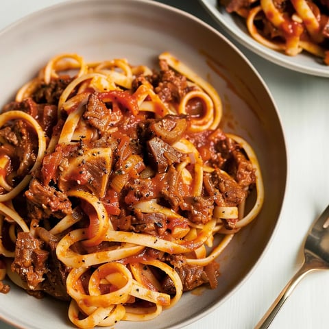 Linguines au ragoût d’agneau tendre