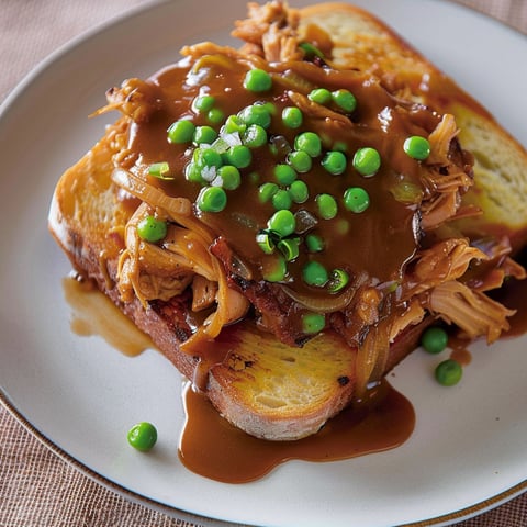Un sandwich généreux de canard et légumes frais.