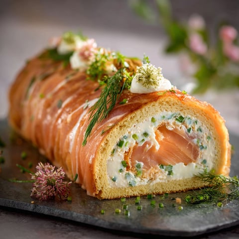 Bûche fraîche aux saveurs végétales et fromagères, présentée sur plateau.