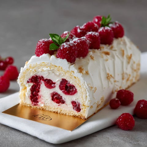 Une belle tarte aux fraises décorée de crème et de fruits rouges, qui repose élégamment sur un plateau chic.