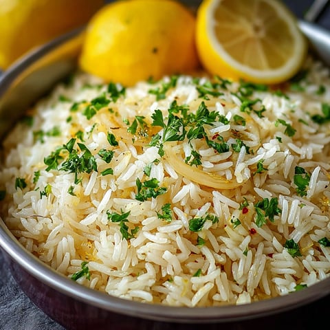Riz parfumé à la grecque avec des citrons et des herbes.