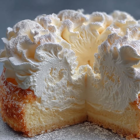 Une pièce de gâteau nuage japonais est servie sur une table.