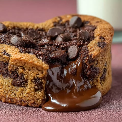Un délicieux Maxi cookie coeur coulant, recette de chocolat et cookies, est présenté sur une table.