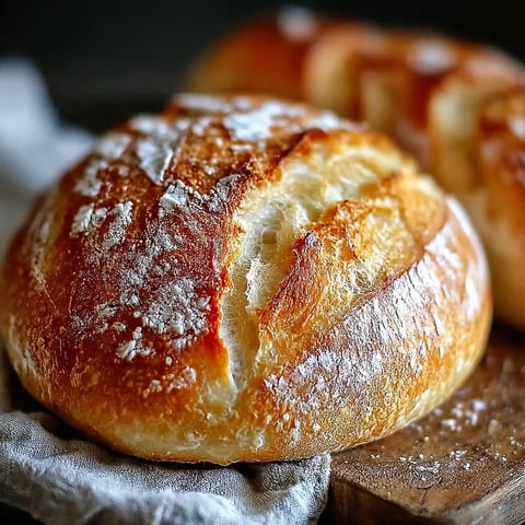 Pain Express en 20 Minutes - Parfait pour les Pressés ! - Un pain frais et chaud, avec une croûte dorée, est présenté sur un plateau de bois.