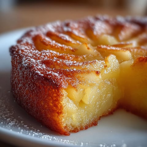 Une portion de gâteau Madeleine aux pommes, avec une tranche en train de tomber.
