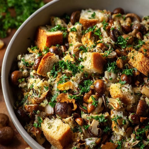 Farce aux champignons et noisettes pour dinde de Noël.
