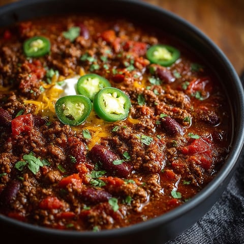 Un plat de chili protéiné elevé avec des jalapenos et des herbes.