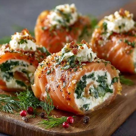 Roulés de Saumon Fumé au Fromage Frais et Herbes Faciles à Réaliser.