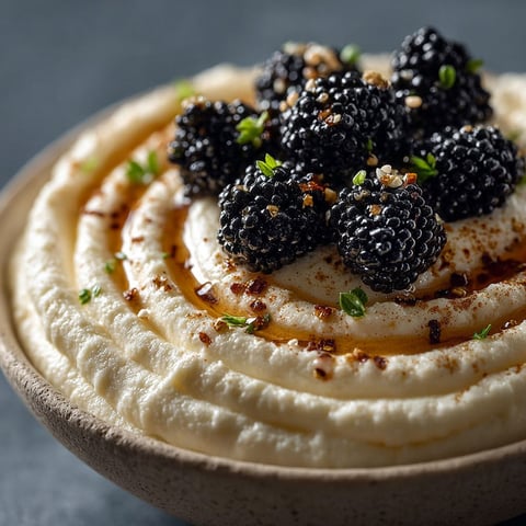 Une recette de crème chou-fleur caviar est servie dans un bol en céramique.