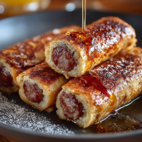 Roulés Pain Perdu Saucisses, une recette savoureuse qui combine des saucisses et des pains d'épices.