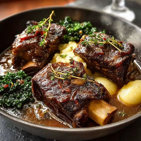 Plats de Côtes au Marsala, une recette de cuisine qui combine des côtes de boeuf avec des légumes et des herbes pour créer une saveur épicée et délicieuse.