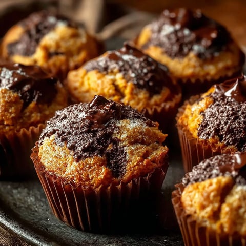 Une tasse de muffins au potiron Cœur Coulant, garnie de chocolat fondu.