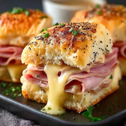 Mini sandwichs jambon fromage sur un plateau.