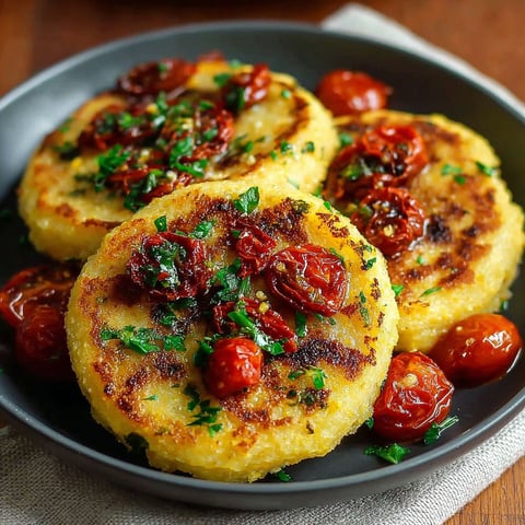 Polenta croustillante aux tomates, une recette savoureuse et délicieuse.