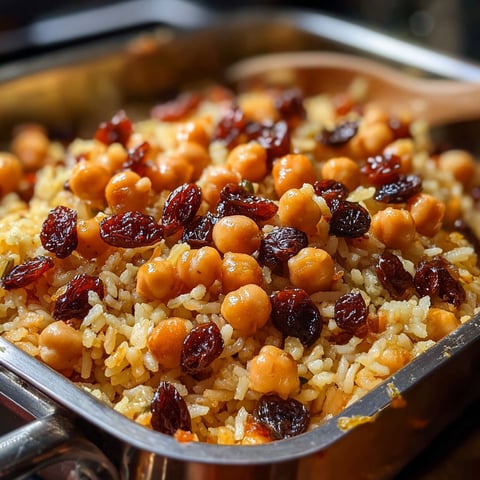 Riz Chiches Raisins Four - une image de riz avec des raisins et des chiches.