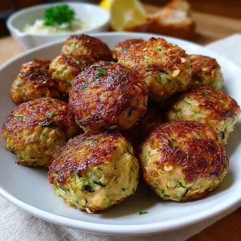 Boulettes légères courgette et avocat sur un plateau.