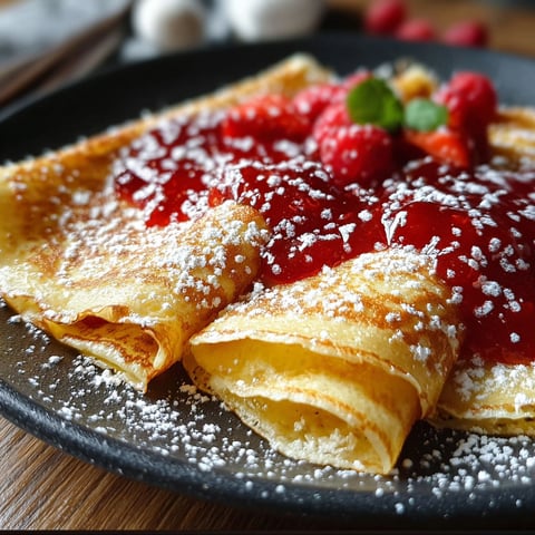 Une crêpe gourmande avec des fruits rouges et des épinards sur le dessus.
