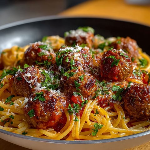 Spaghetti boulettes sauce tomate - une recette délicieuse de spaghetti avec des boulettes de viande et une sauce tomate.